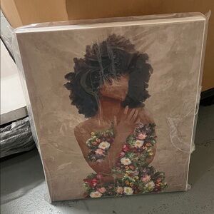 Floral Art Canvas with Abstract Figure